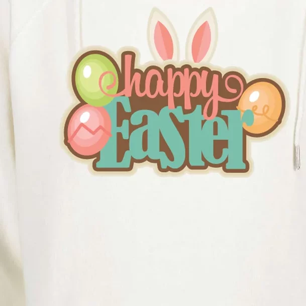 Happy Easter Bunny Ears Holiday Womens Funnel Neck Pullover Hood