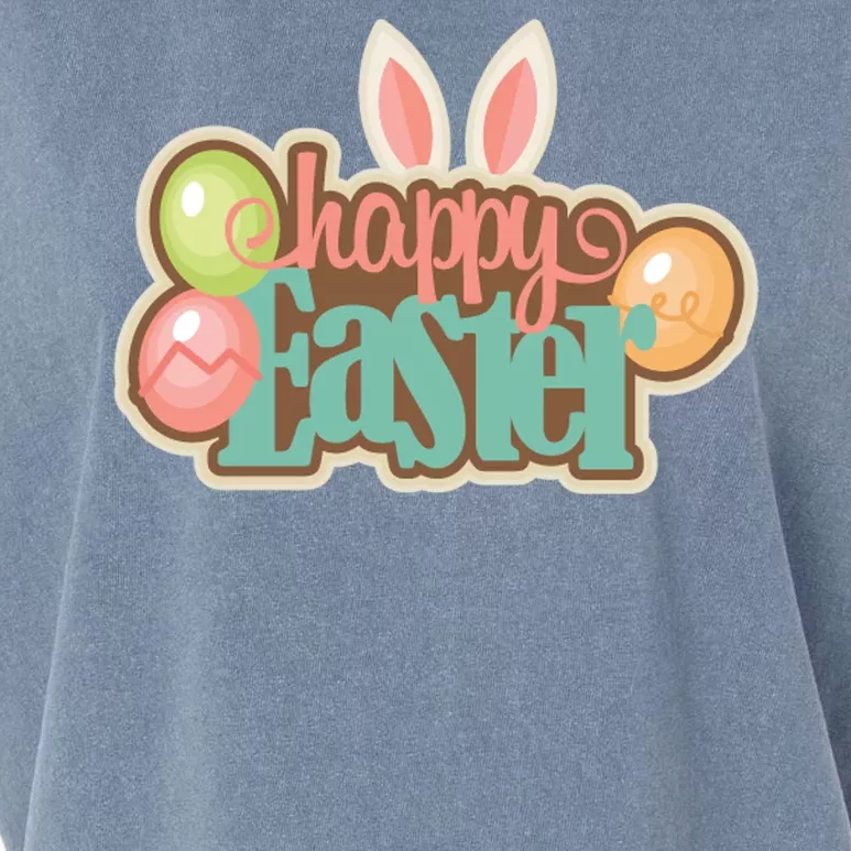 Happy Easter Bunny Ears Holiday Garment-Dyed Women's Muscle Tee