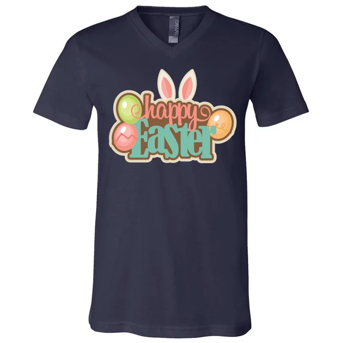 Happy Easter Bunny Ears Holiday V-Neck T-Shirt