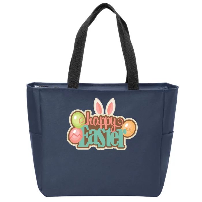 Happy Easter Bunny Ears Holiday Zip Tote Bag