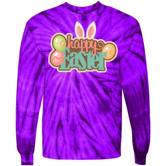 Happy Easter Bunny Ears Holiday Tie-Dye Long Sleeve Shirt