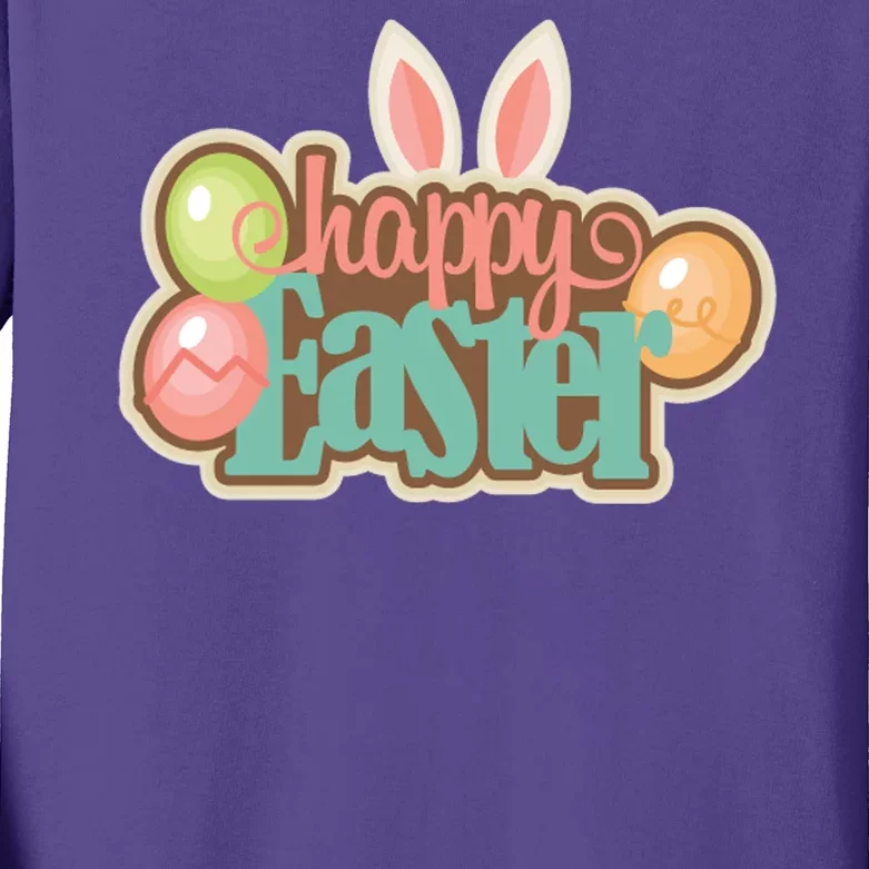 Happy Easter Bunny Ears Holiday Kids Long Sleeve Shirt