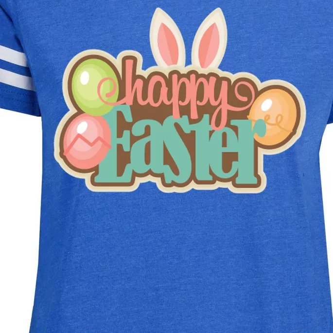 Happy Easter Bunny Ears Holiday Enza Ladies Jersey Football T-Shirt