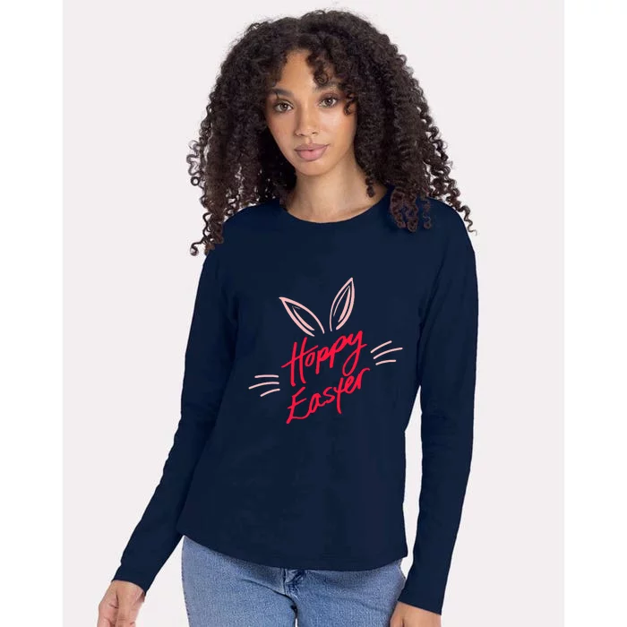 Happy Easter Bunny Ears Womens Cotton Relaxed Long Sleeve T-Shirt