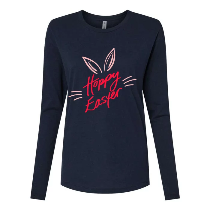 Happy Easter Bunny Ears Womens Cotton Relaxed Long Sleeve T-Shirt