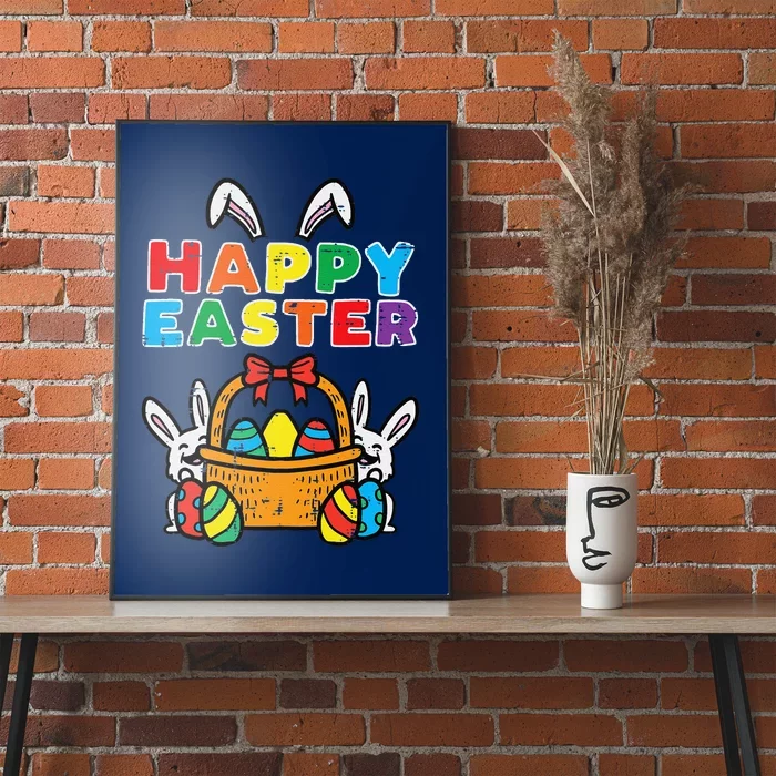 Happy Easter Bunny Eggs Basket Cute Rabbit Women Poster