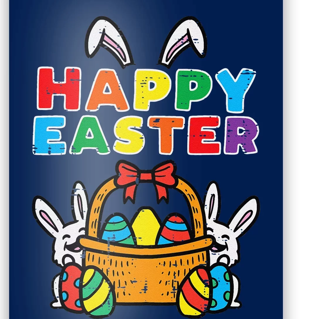 Happy Easter Bunny Eggs Basket Cute Rabbit Women Poster