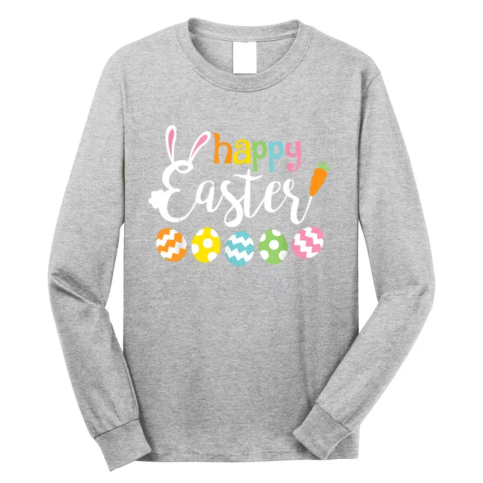 Happy Easter Bunny Rabbit Face Funny Easter Day Long Sleeve Shirt