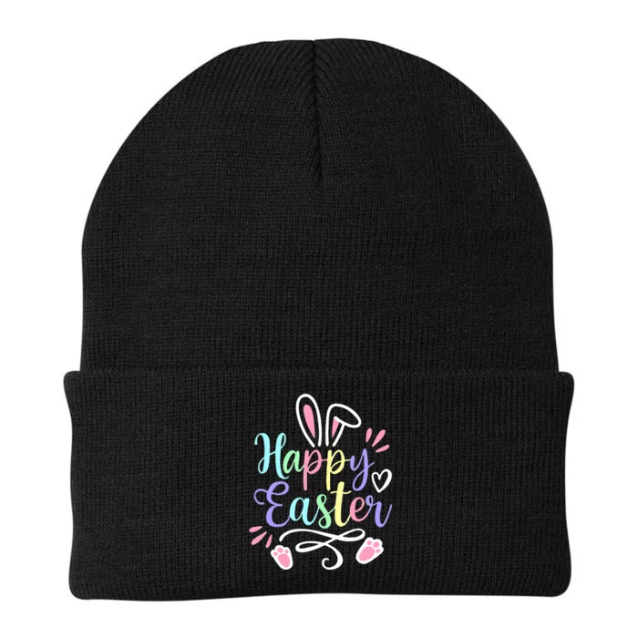 Happy Easter Bunny Rabbit Face Funny Easter Day Wo Girl Knit Cap Winter Beanie