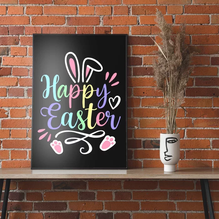 Happy Easter Bunny Rabbit Face Funny Easter Day Wo Girl Poster