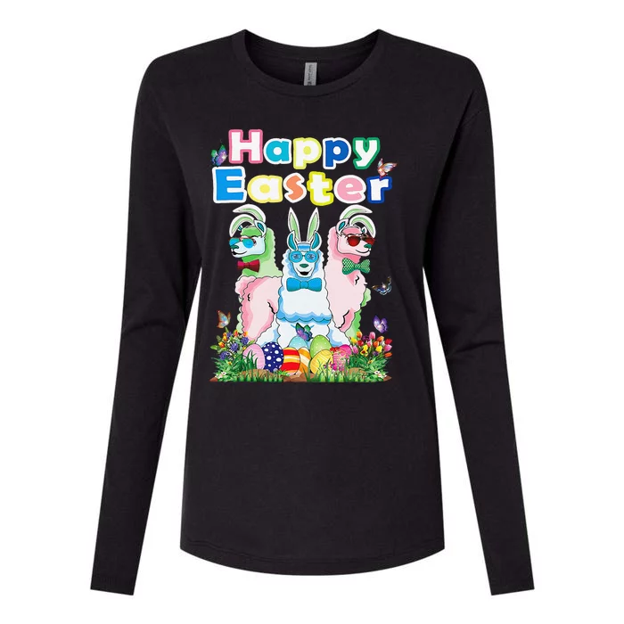 Happy Easter Bunny Womens Llama Easter Egg Outfit N Womens Cotton Relaxed Long Sleeve T-Shirt