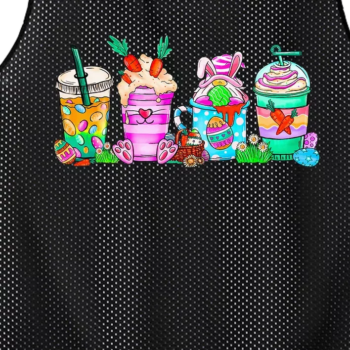 Happy Easter Bunny Coffee Lover Latte Iced Coffee Easter Day Mesh Reversible Basketball Jersey Tank