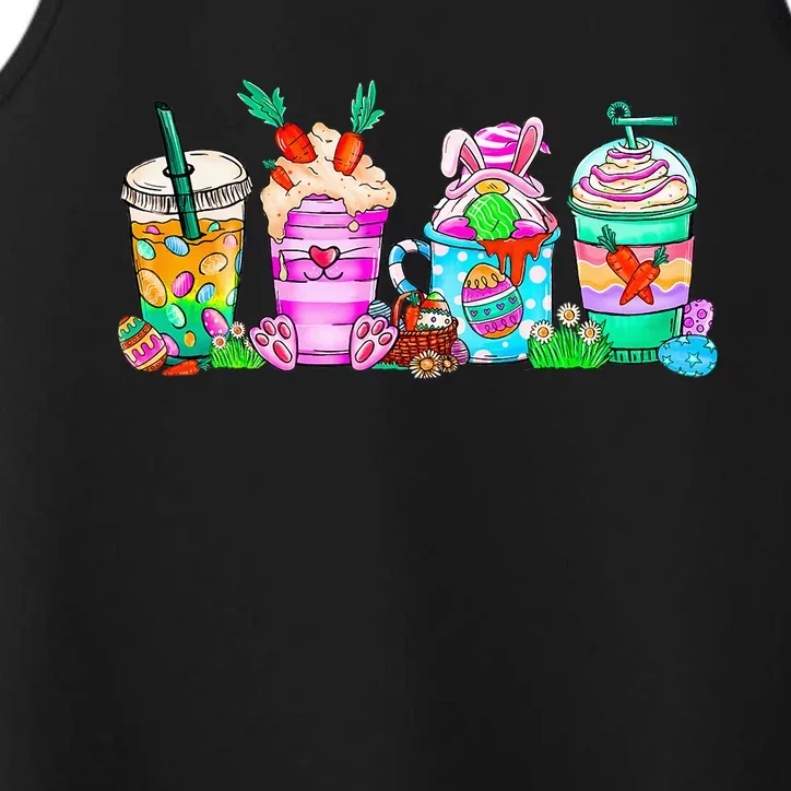 Happy Easter Bunny Coffee Lover Latte Iced Coffee Easter Day Performance Tank