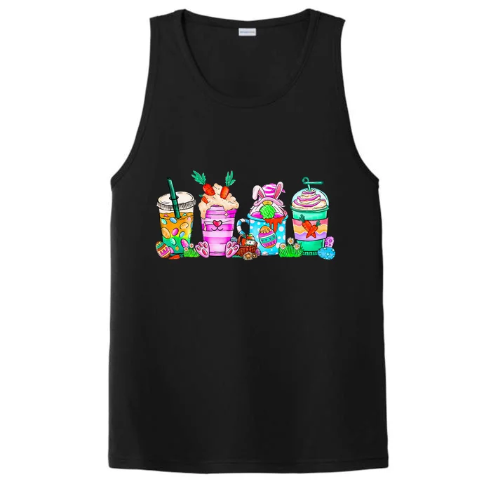 Happy Easter Bunny Coffee Lover Latte Iced Coffee Easter Day Performance Tank