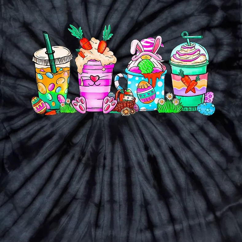 Happy Easter Bunny Coffee Lover Latte Iced Coffee Easter Day Tie-Dye T-Shirt