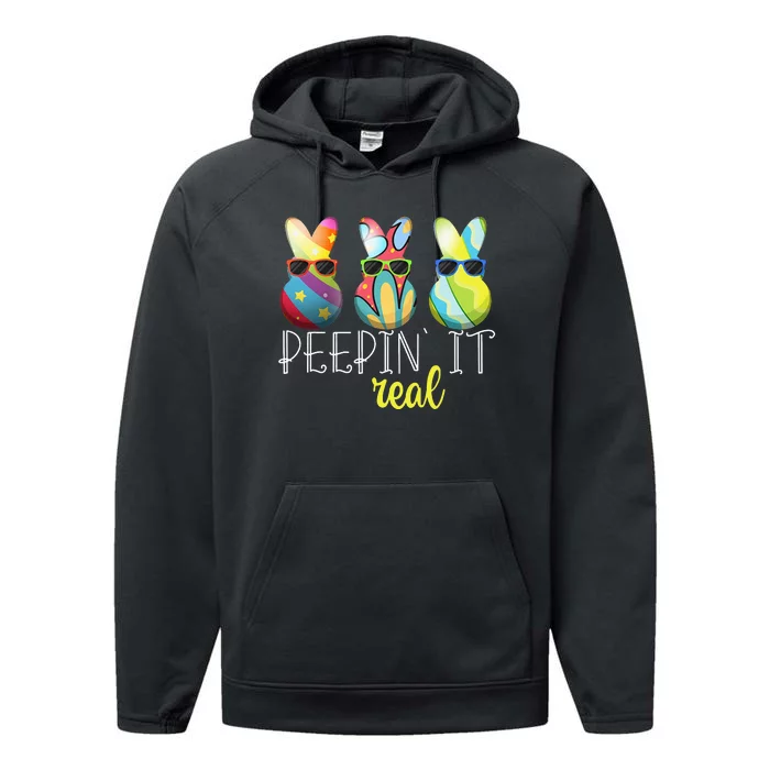 Happy Easter Bunny Egg Hunt Funny Easter Day Peepin' It Real Performance Fleece Hoodie