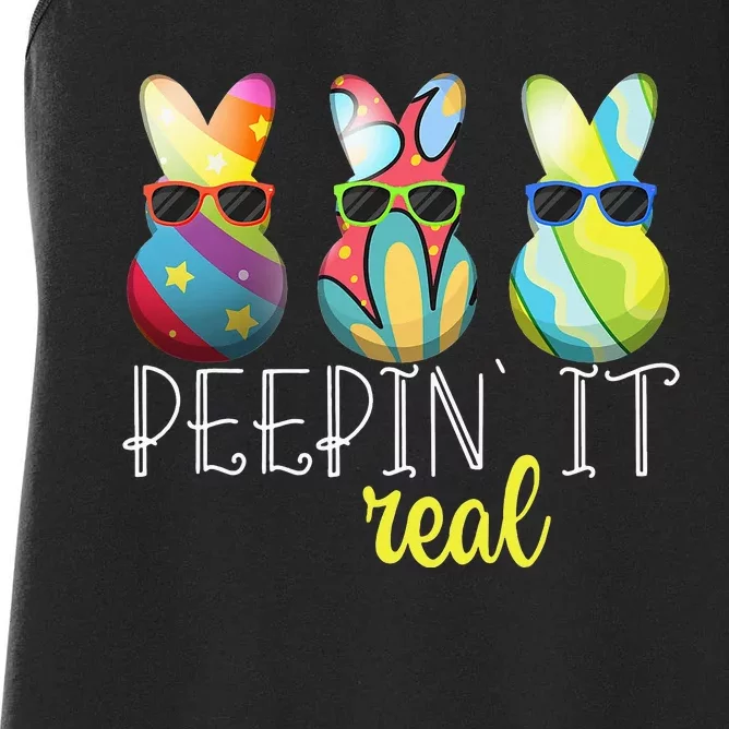 Happy Easter Bunny Egg Hunt Funny Easter Day Peepin' It Real Women's Racerback Tank