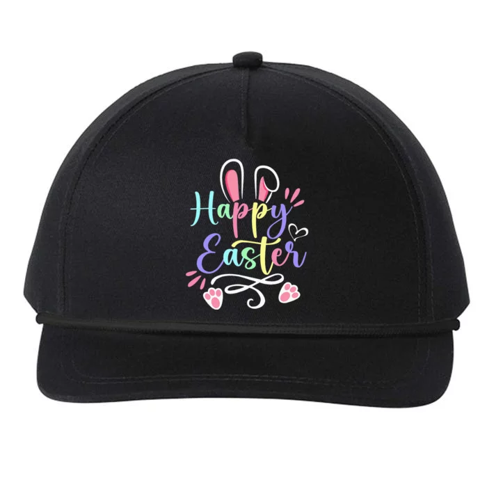 Happy Easter Bunny Rabbit Face Funny Easter Day Snapback Five-Panel Rope Hat