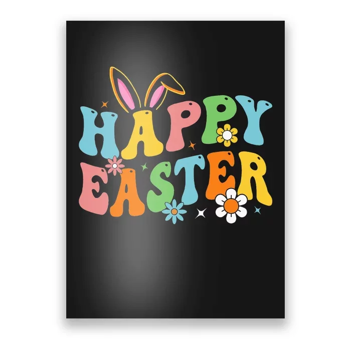 Happy Easter Bunny Rabbit Retro Easter eggs Poster