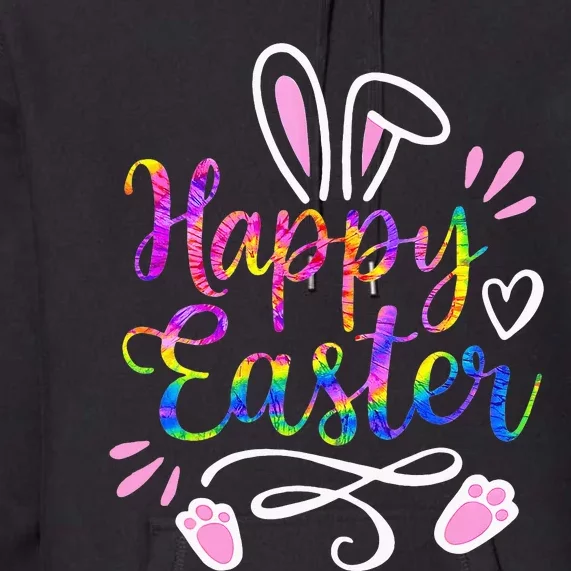 Happy Easter Bunny Rabbit Face Tie Dye Easter Day Premium Hoodie