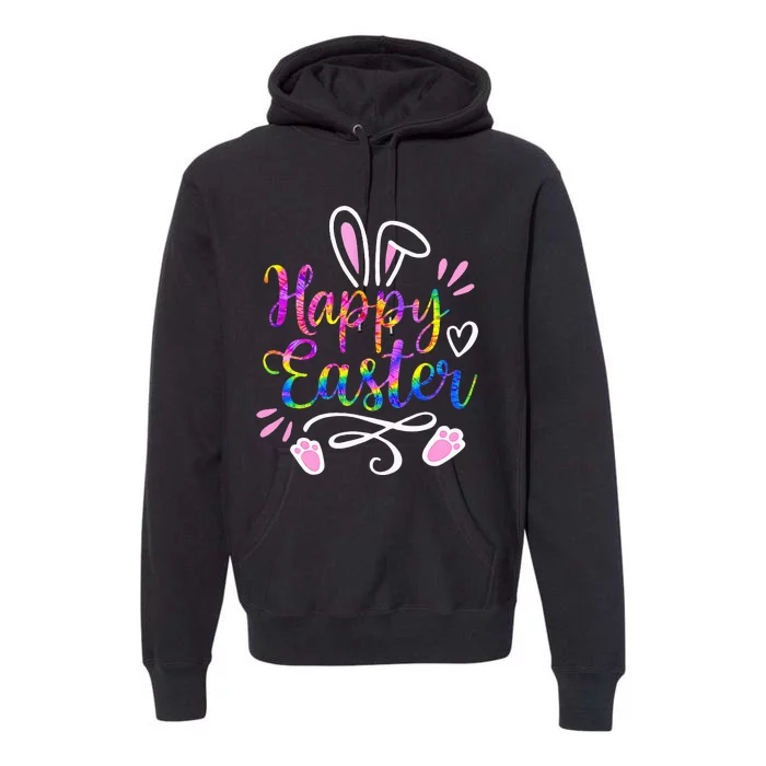 Happy Easter Bunny Rabbit Face Tie Dye Easter Day Premium Hoodie