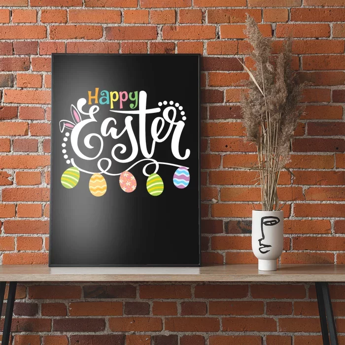 Happy Easter Bunny Ears Easter Egg Poster