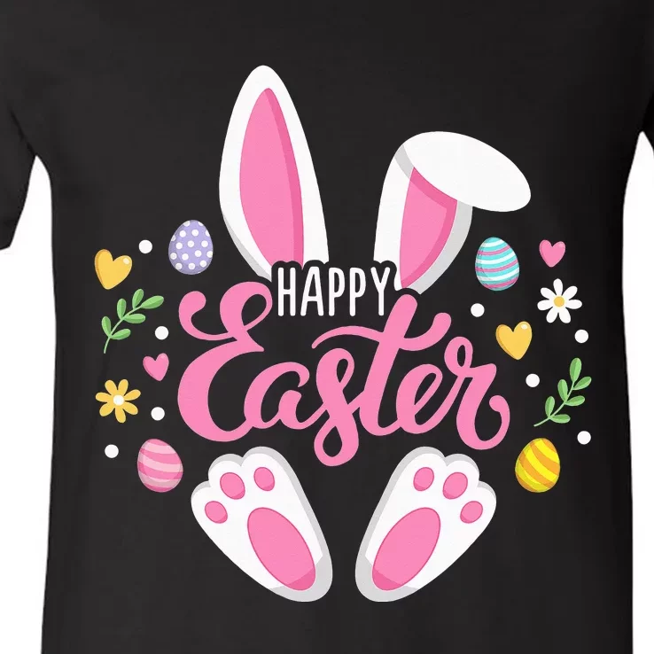 Happy Easter Bunny Easter Egg Hunt Squad Easter  Family V-Neck T-Shirt