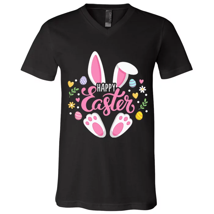 Happy Easter Bunny Easter Egg Hunt Squad Easter  Family V-Neck T-Shirt