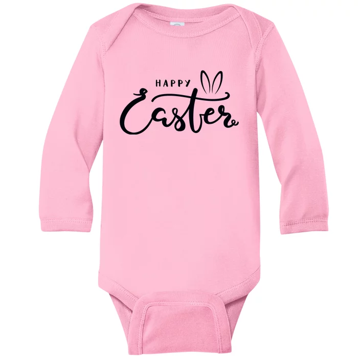 Happy Easter Bunny Ears Baby Long Sleeve Bodysuit