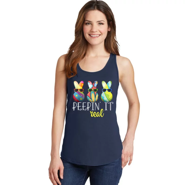 Happy Easter Bunny Egg Hunt Funny Easter Day Peepin' It Real Ladies Essential Tank