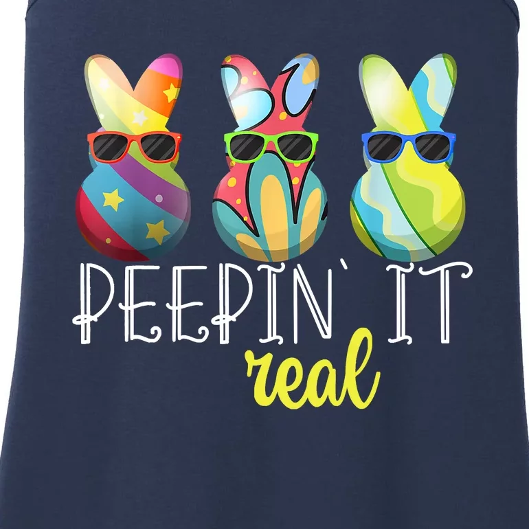 Happy Easter Bunny Egg Hunt Funny Easter Day Peepin' It Real Ladies Essential Tank