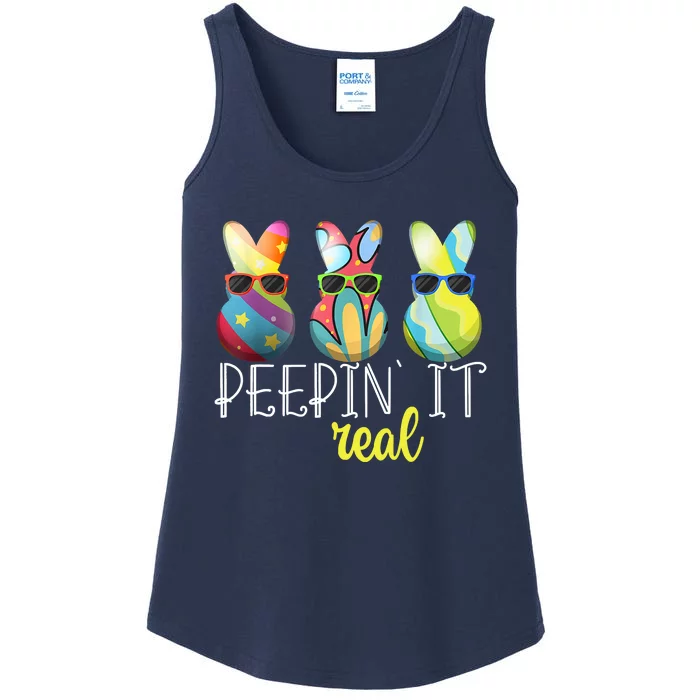 Happy Easter Bunny Egg Hunt Funny Easter Day Peepin' It Real Ladies Essential Tank