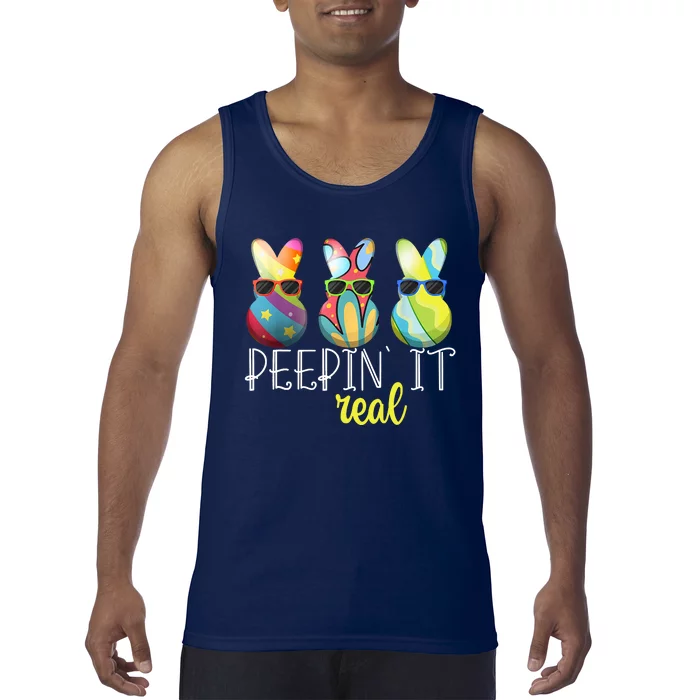 Happy Easter Bunny Egg Hunt Funny Easter Day Peepin' It Real Tank Top