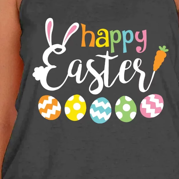 Happy Easter Bunny Rabbit Face Funny Easter Day Women's Knotted Racerback Tank