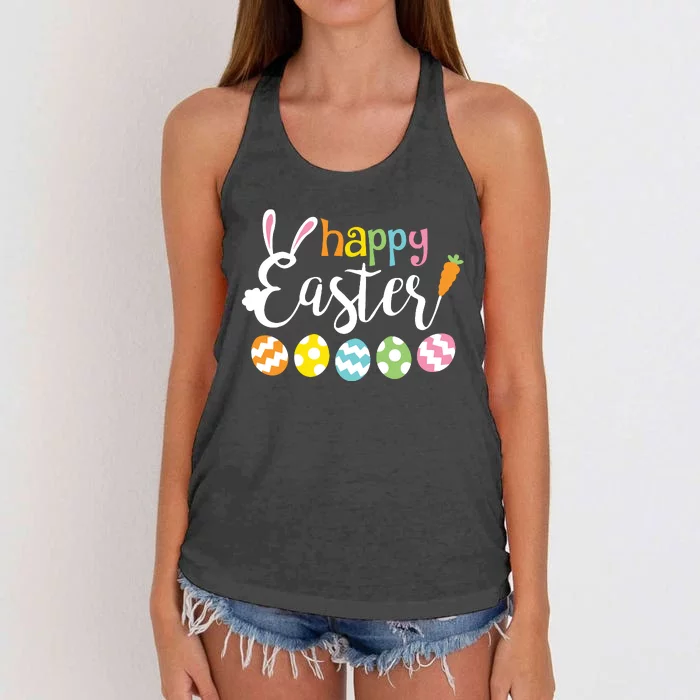 Happy Easter Bunny Rabbit Face Funny Easter Day Women's Knotted Racerback Tank