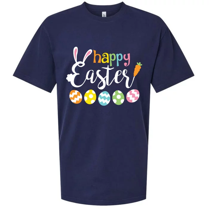 Happy Easter Bunny Rabbit Face Funny Easter Day Sueded Cloud Jersey T-Shirt