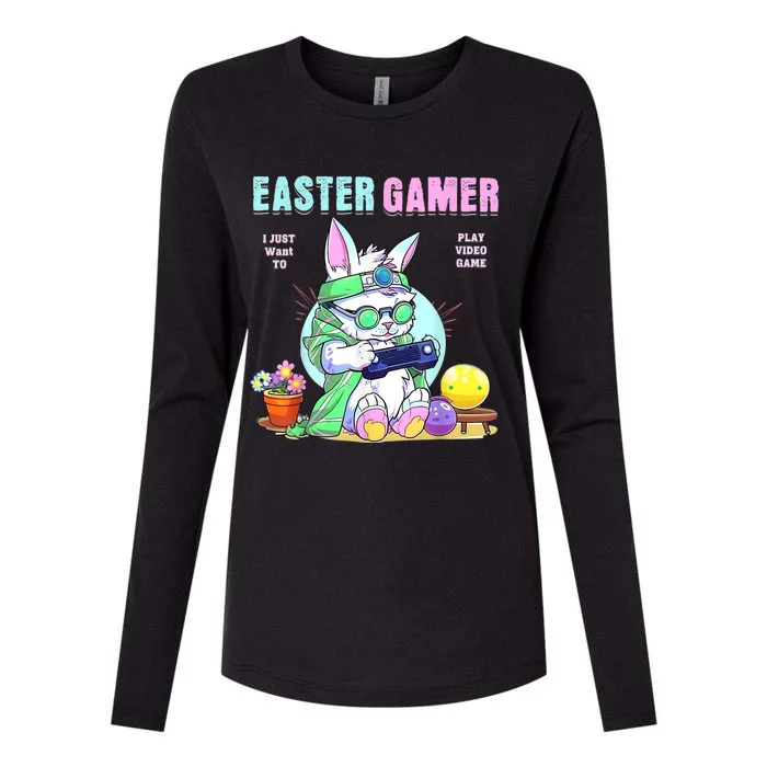 Happy Easter Bunny Funny Gamer Video Game Womens Cotton Relaxed Long Sleeve T-Shirt