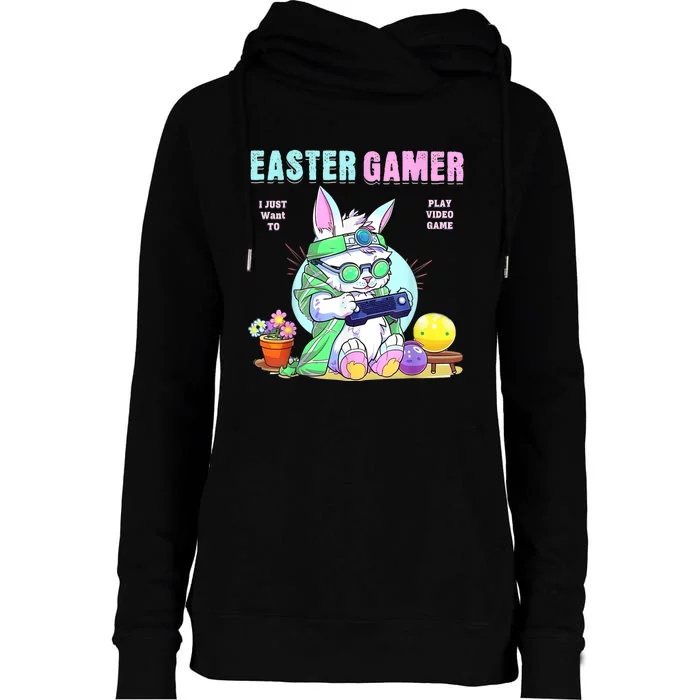 Happy Easter Bunny Funny Gamer Video Game Womens Funnel Neck Pullover Hood