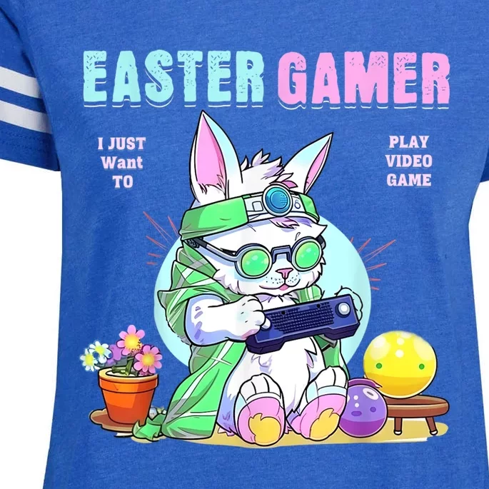 Happy Easter Bunny Funny Gamer Video Game Enza Ladies Jersey Football T-Shirt