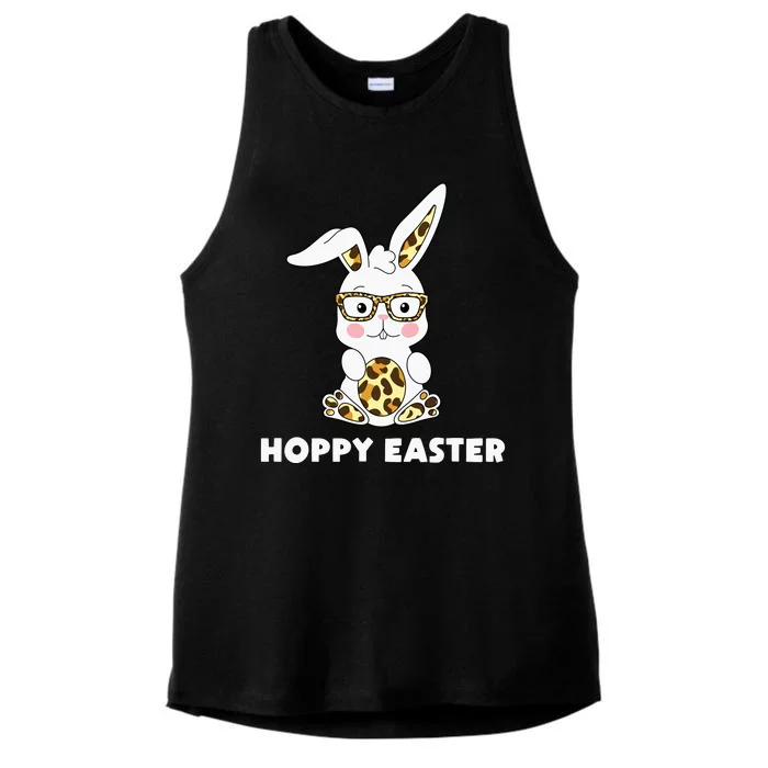 Hoppy Easter Bunny Cute Holiday Ladies Tri-Blend Wicking Tank