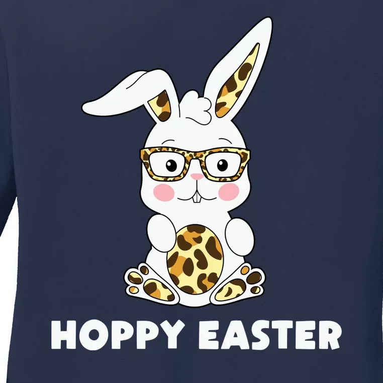 Hoppy Easter Bunny Cute Holiday Ladies Long Sleeve Shirt