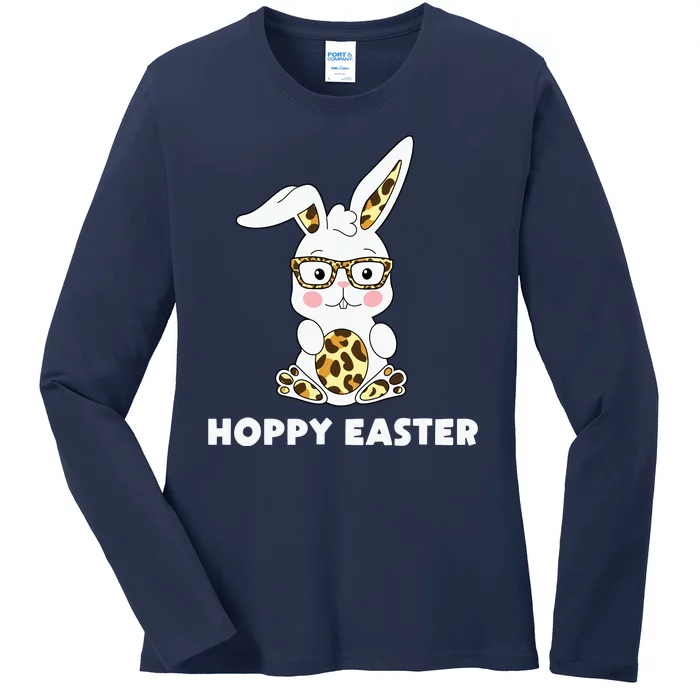 Hoppy Easter Bunny Cute Holiday Ladies Long Sleeve Shirt