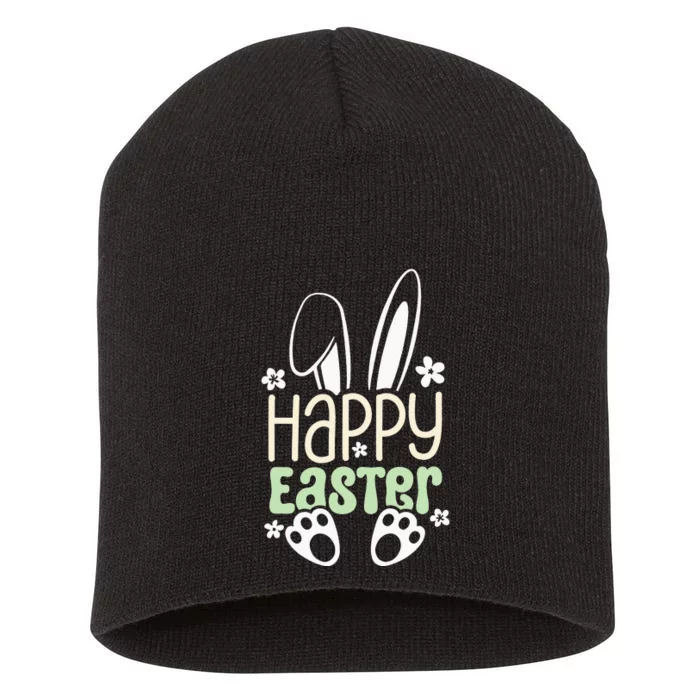 Happy Easter Bunny Cute Easter Design Short Acrylic Beanie