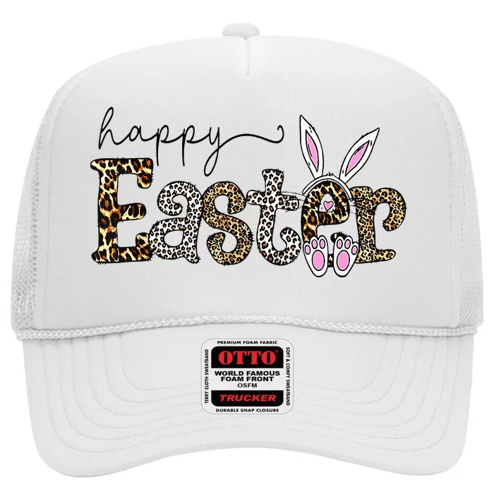 Happy Easter Bunny Rabbit Face Funny Easter Day High Crown Mesh Trucker Hat