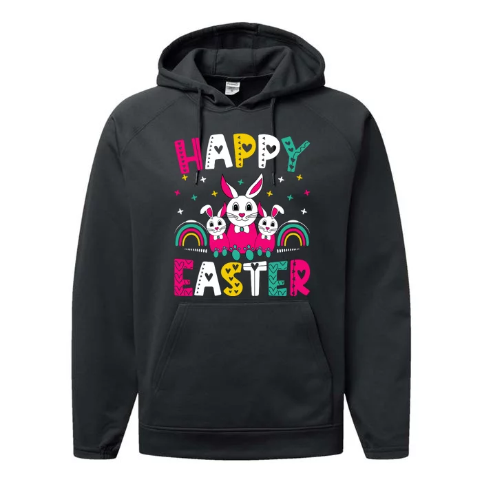 Happy Easter Bunny Easter Egg Hunt Squad Easter Day Performance Fleece Hoodie