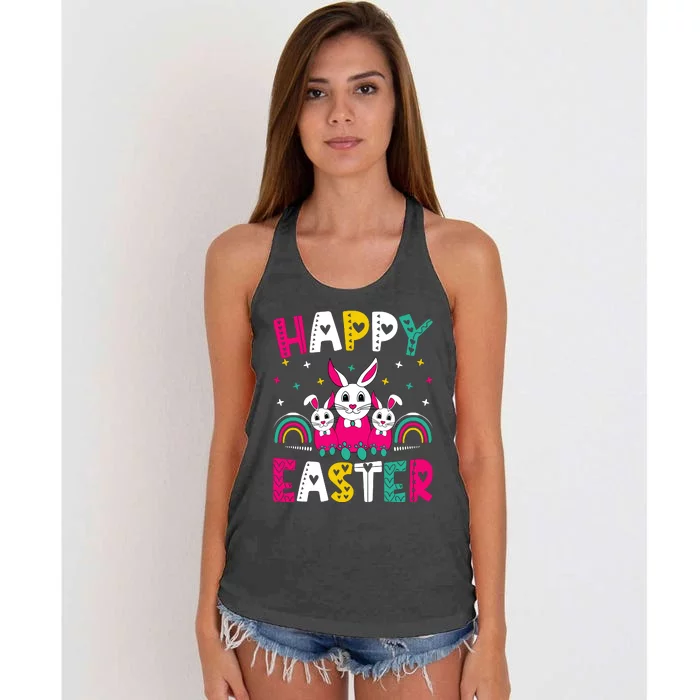 Happy Easter Bunny Easter Egg Hunt Squad Easter Day Women's Knotted Racerback Tank