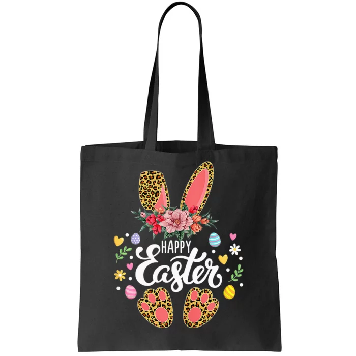 Happy Easter Bunny Leopard Easter Egg Hunt Squad Easter Day Tote Bag