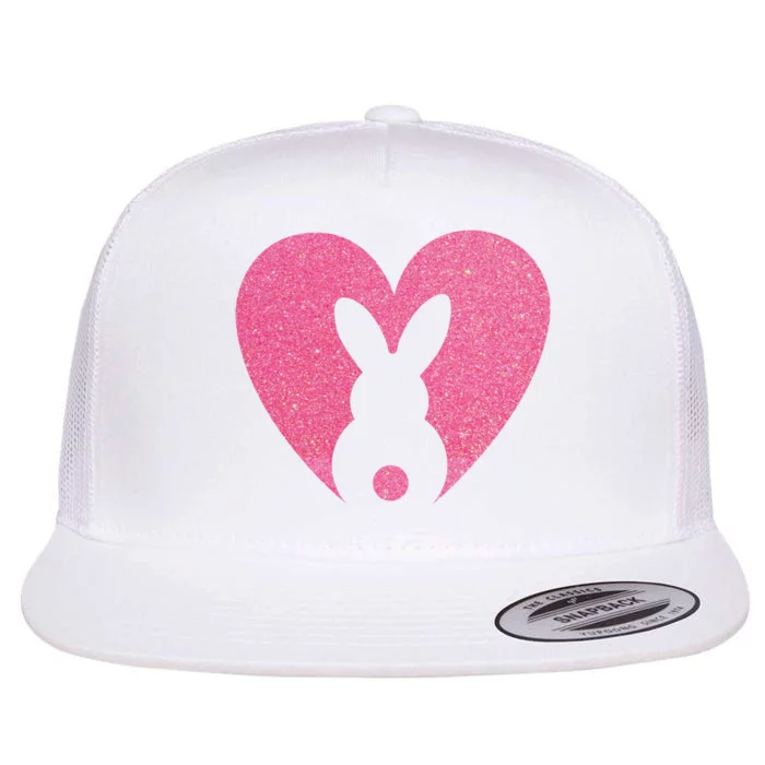 Heart Easter Bunny Flat Bill Trucker Hat