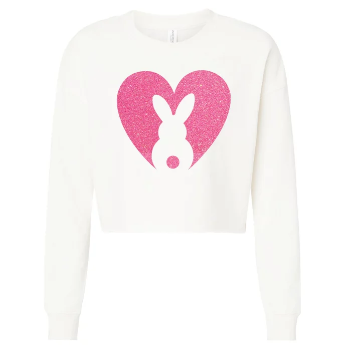 Heart Easter Bunny Cropped Pullover Crew