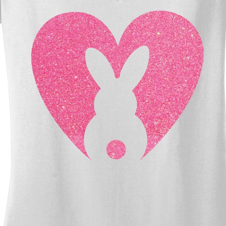 Heart Easter Bunny Women's V-Neck T-Shirt